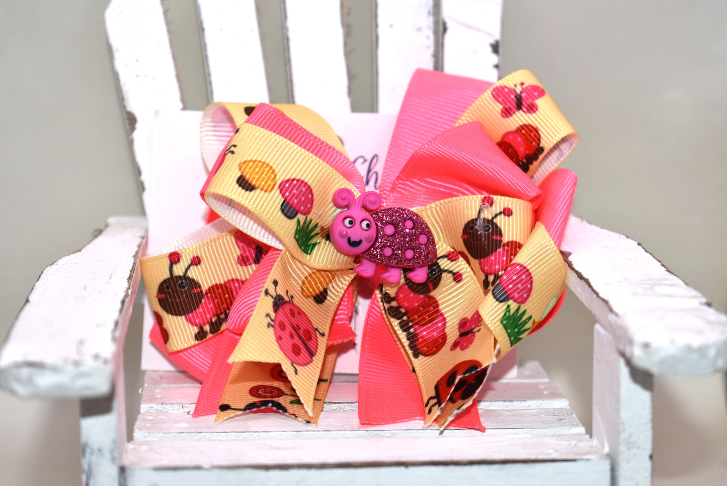 Add a splash of fun with this adorable girly bug-themed ribbon! Featuring a bright pink ribbon accented by the cutest little pink bug perched on top π, this charming clip brings a playful touch to any look. Secured with a wrapped alligator clip on the back, itβs easy to wear for instant cuteness and style π. Perfect for brightening your day or gifting to someone special!