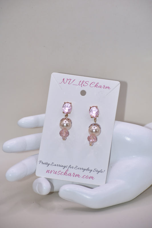 The Pink Collection offers a one-of-a-kind piece, featuring pink gem stone sparkly posts that are hypoallergenic for sensitive ears. The pretty pink mix of pearls and crystals provides the perfect look for any occasion.