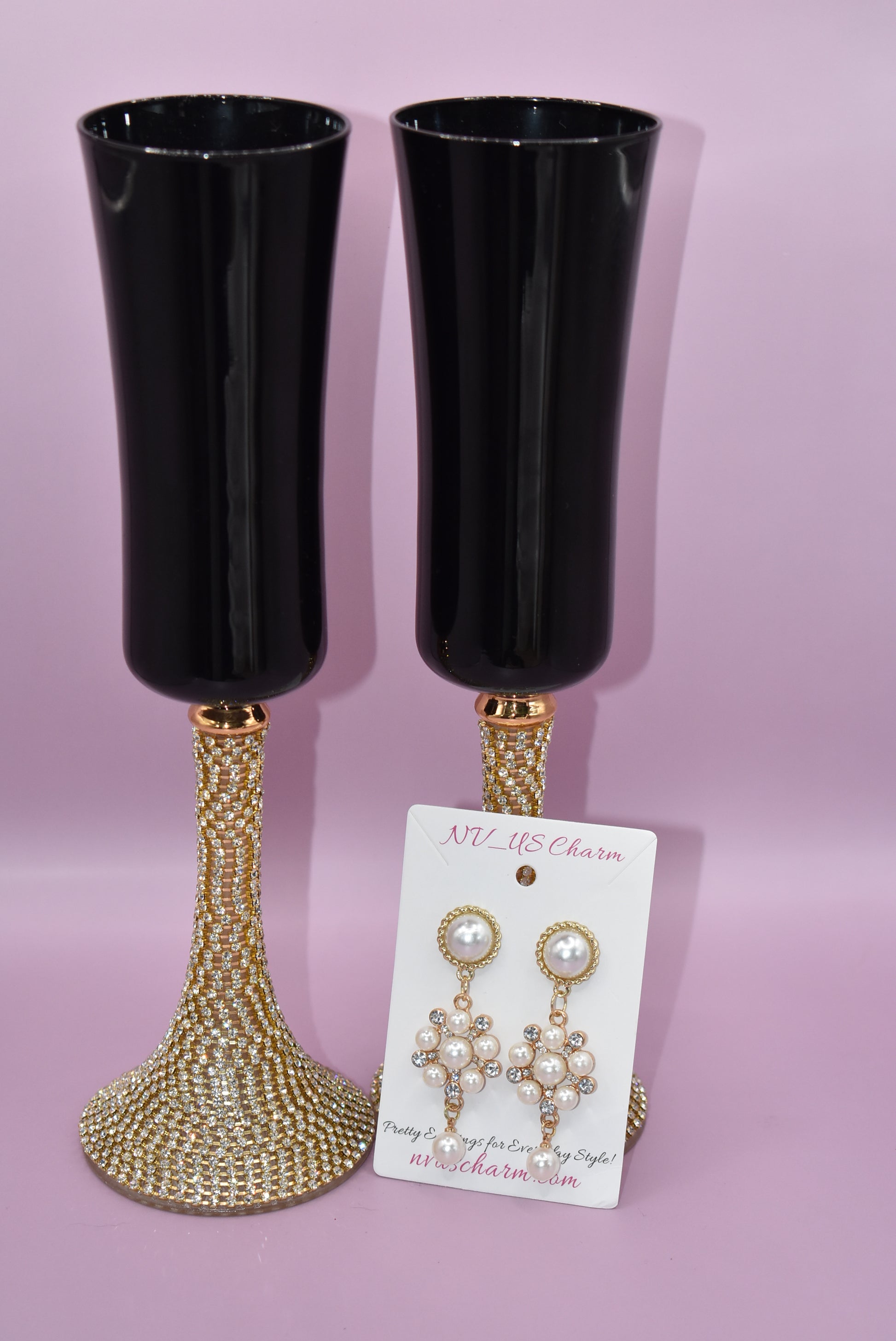 This stunning Wedding Collection features a picture perfect design perfect for any bride. Each beautiful pearl post holds an elegant pearl cluster with gem stones and is finished off with a hanging pearl at the bottom, making the perfect statement for a special day.