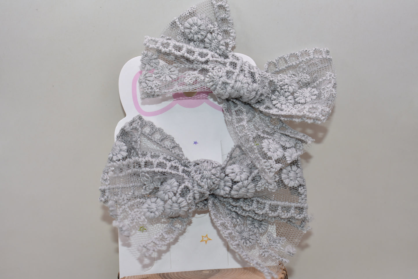 Elevate your style with this charming duo of grey lace bows! Perfect for adding a touch of elegance to any outfit, these delicate bows feature intricate lace detailing that brings sophistication and whimsy together. Whether you're dressing up for a special occasion or adding flair to everyday looks, these versatile accessories work beautifully in hair, on gifts, or as decorative accents. Soft, feminine, and endlessly cute—because sometimes two is better than one!