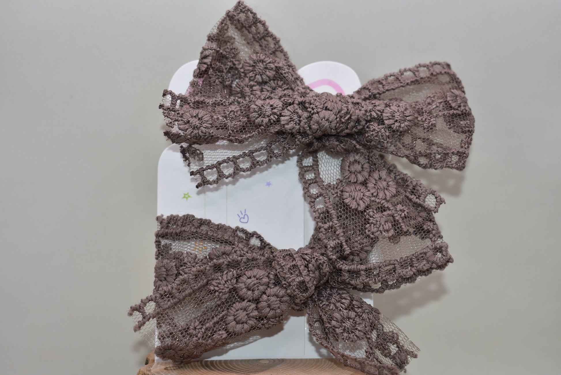 Elevate your accessory game with this charming duo of dark brown lace bows! Perfect for adding a touch of elegance to any hairstyle, outfit, or craft project, these chocolate-toned beauties feature delicate lace detailing that brings sophistication and whimsy. Whether you're dressing up for a special occasion or just want to add a little flair to your everyday look, these versatile bows are your new go-to accessory. Get both and double your style options!