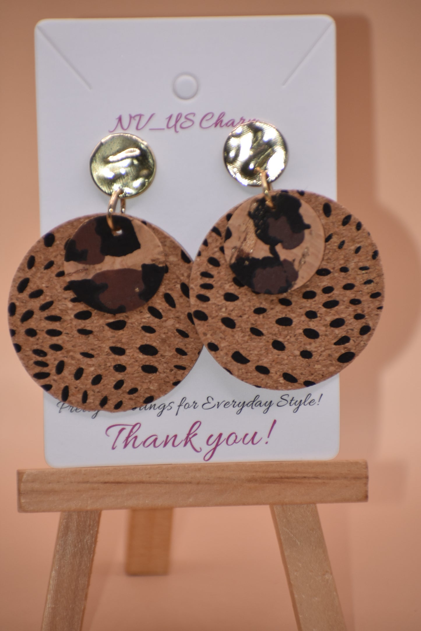 Walk on the wild side with these unique round cork leopard print earrings! Comfortably lightweight and crafted with a gold plated, hypoallergenic post, these are sure to make a statement without weighing you down! Ready for a roarin' good time? Jazz up any look with these wild accessories!